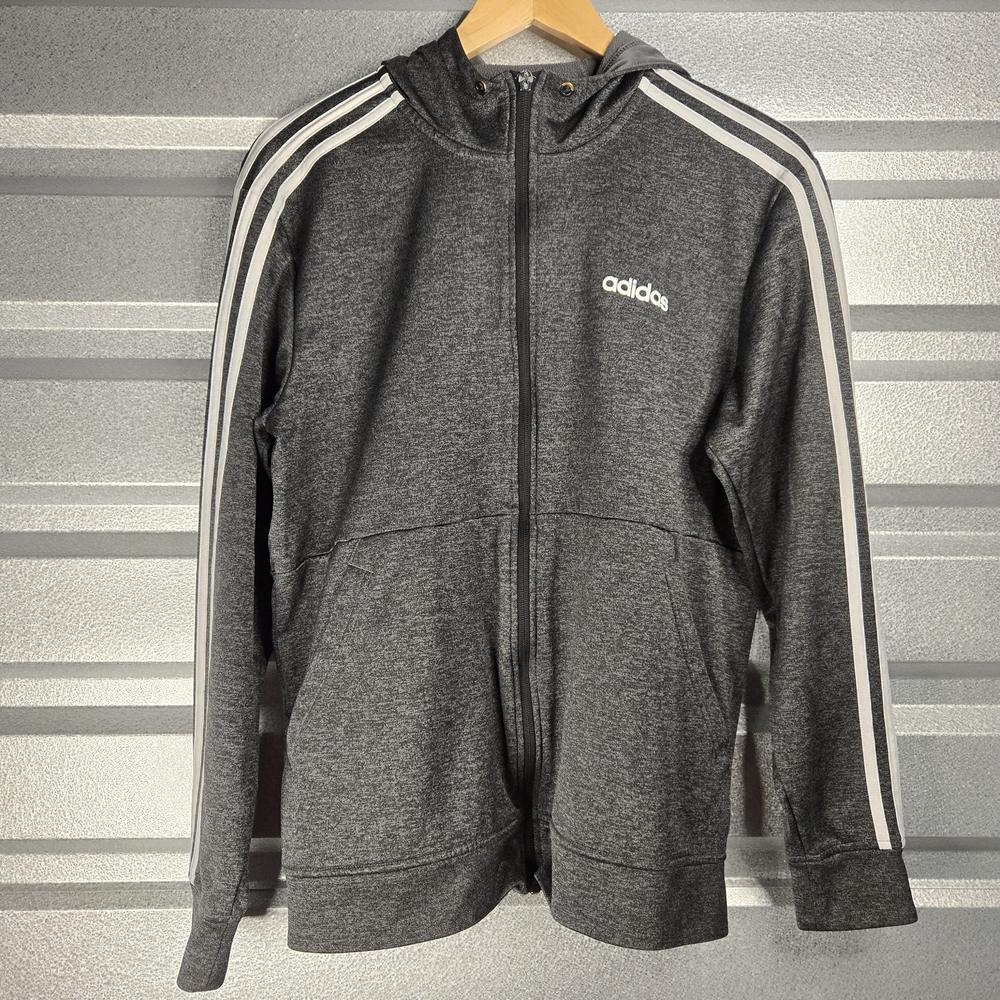 Adidas Zip Hoodie – Charcoal Gray – M